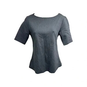 Ann Taylor Petite short sleeve top gray with dots women's Size MP